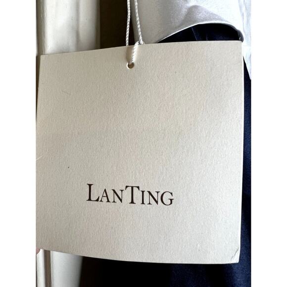 NWT LT LanTing Bride Dress Gown Dark Navy Blue Pearl White Women's Size 10 Faux - Picture 6 of 10